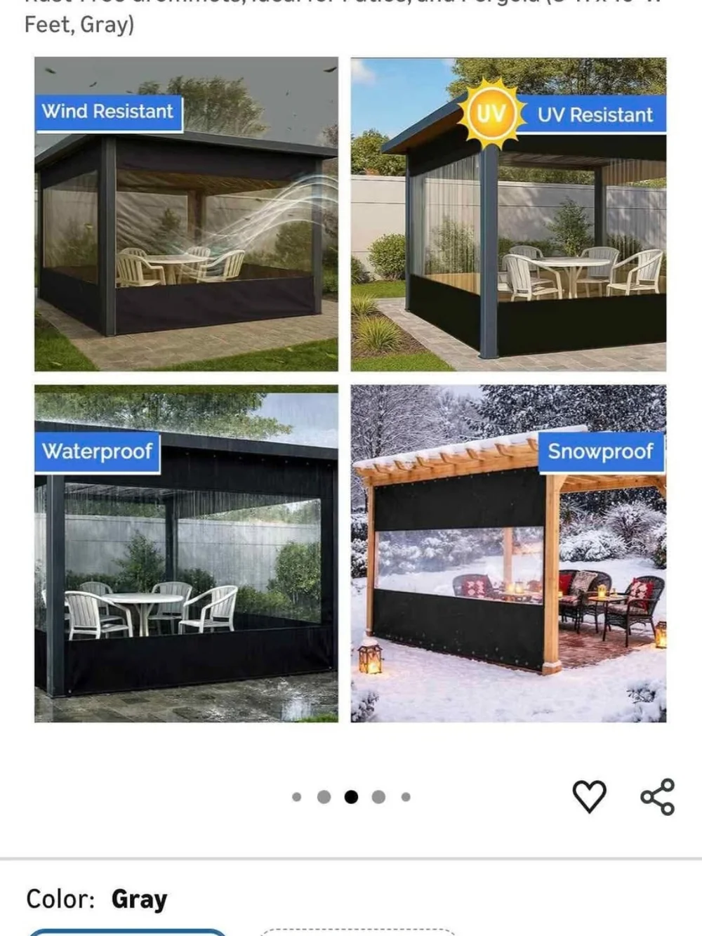 Gray Outdoor Gazebo Privacy Screen Panel - Brand:
